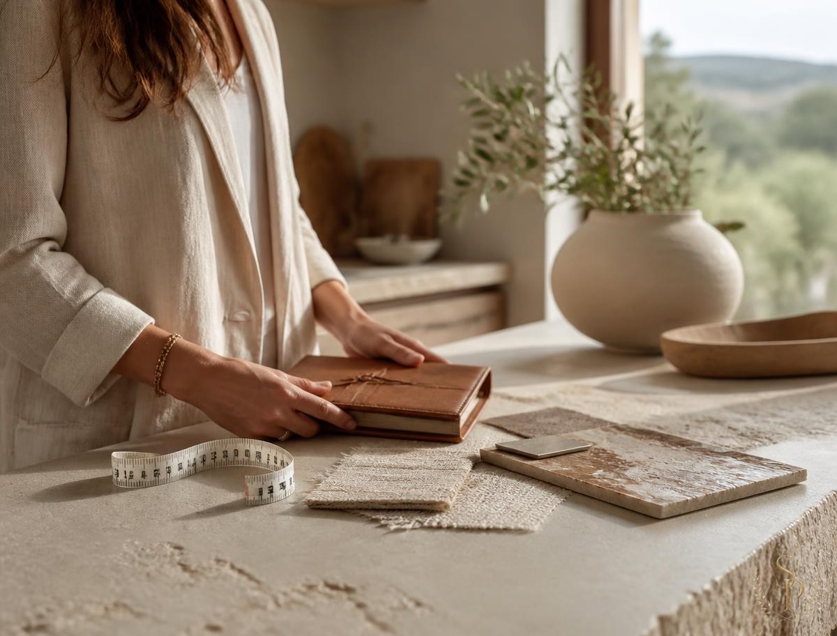 In-home design consultation with notes and measurements